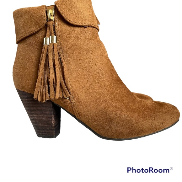 Report Moriah Sue Cuffed Ankle Boots Cognac Brown Suede Size 6.5 - Picture 6 of 8